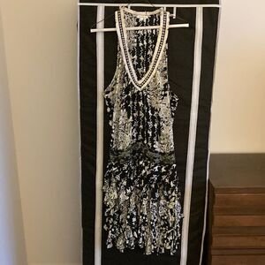 Poupette St Barth Beline Tank Dress/Coverup in Black & White Print. Size Large.